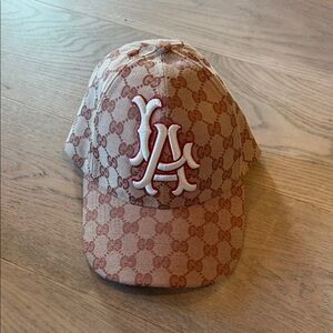 Gucci Monogram Cap with White LA Embroidery